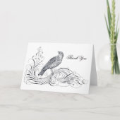 Elegant Bird Wedding Funeral Folded Black Bedankkaart (Voorkant)