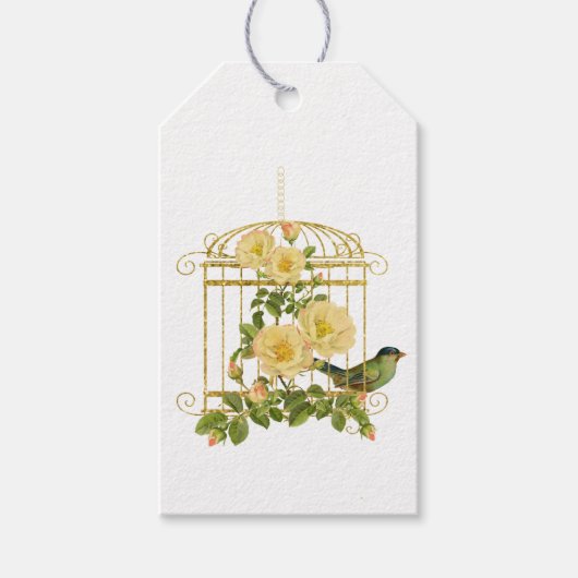 Elegant Birdcage met Rozen Gift Label Cadeaulabel (Voorkant)