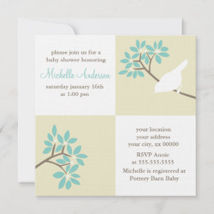 Elegant Birds Baby shower Kaart