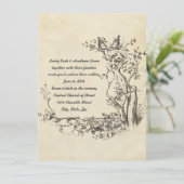 Elegant Birds Cream Wedding Invitation Kaart (Staand voorkant)