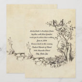 Elegant Birds Cream Wedding Invitation Kaart (Voorkant / Achterkant)