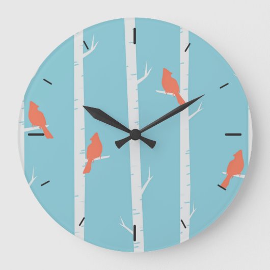 Elegant Birds in de bijkantoren | Wandklok Grote Klok (Voorkant)