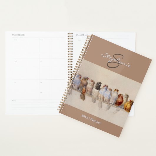 Elegant Birds Waterverf Initialen Inspirerend Planner (Display)