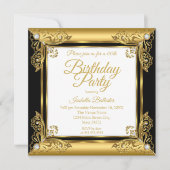 Elegant Birthday  Black Gold Diamond Kaart (Voorkant)