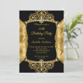 Elegant Birthday Black Gold Faux Diamond Kaart (Staand voorkant)