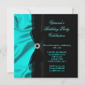 Elegant Birthday Blauwgroen Blauwe Zijde Zijde Zwa Kaart (Voorkant)