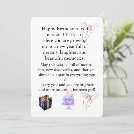 Elegant Birthday Card for Her – Personalized Greet Kaart (Staand voorkant)