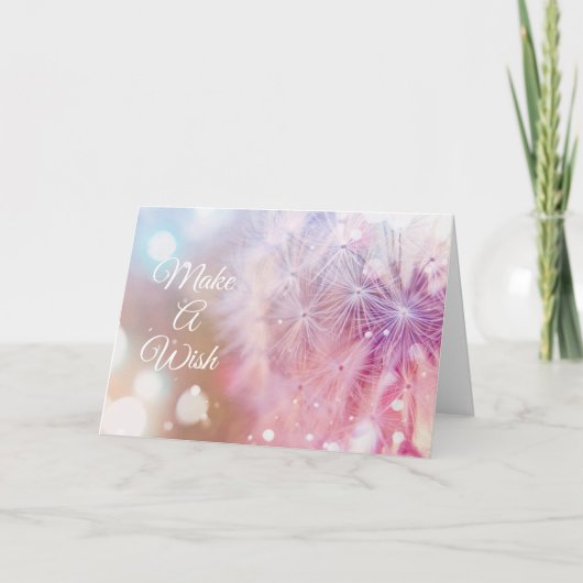 Elegant Birthday Dandelion make a Wish Kaart (Voorkant)