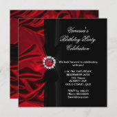 Elegant Birthday Deep Red Silk Black 2 Kaart (Voorkant / Achterkant)