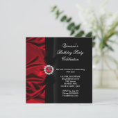 Elegant Birthday Deep Red Silk Black 2 Kaart (Staand voorkant)