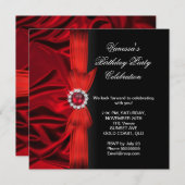 Elegant Birthday Deep Red Silk Black 3 Kaart (Voorkant / Achterkant)