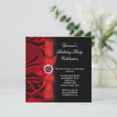 Elegant Birthday Deep Red Silk Black 3 Kaart (Staand voorkant)