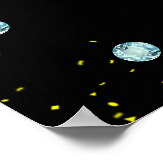 Elegant Birthday Genie, Magic Lamp & Pareltjes op Poster (Hoek)