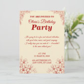 Elegant Birthday Invitation Card – Custom Floral D (Debout devant)