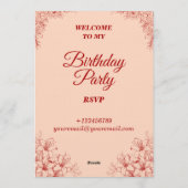 Elegant Birthday Invitation Card – Floral Design (Dos)