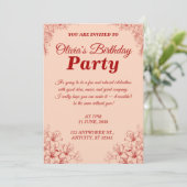 Elegant Birthday Invitation Card – Floral Design (Debout devant)
