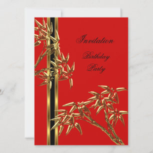 Elegant Birthday Party Asian Bamboo Kaart