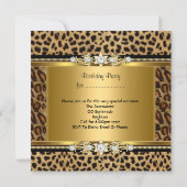 Elegant Birthday Party Gold Black Leopard Kaart (Achterkant)