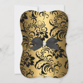 Elegant Birthday Party Gold Golden Black Floral Kaart (Achterkant)