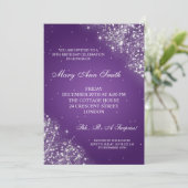Elegant Birthday Party Sparking Glitter Paars Kaart (Staand voorkant)