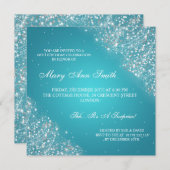 Elegant Birthday Party Sparking Glitter Turquoise Kaart (Voorkant / Achterkant)