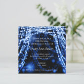 Elegant Birthday Party String Lights Blue Kaart (Staand voorkant)