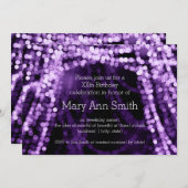 Elegant Birthday Party String Lights Paars Kaart (Voorkant / Achterkant)