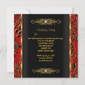 Elegant Birthday Red Black Gold Damask Kaart (Achterkant)