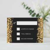 Elegant Birthday RSVP Sparkles Gold Kaartje (Staand voorkant)