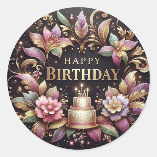 Elegant birthday sticker (Devant)
