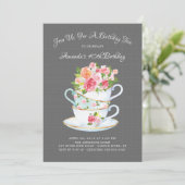 Elegant Birthday Tea Invitation Kaart (Staand voorkant)