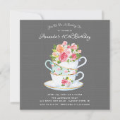 Elegant Birthday Tea Invitation Kaart (Voorkant)