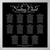Elegant Black 11 Table Wedding Seating Chart Poster (Voorkant)