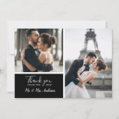 Elegant Black 2 Photo Collage Wedding Bedankkaart (Voorkant)