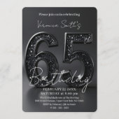 Elegant Black 3D Glitter Sparkle 65th Birthday Kaart (Voorkant)