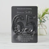 Elegant Black 3D Glitter Sparkle 65th Birthday Kaart (Staand voorkant)