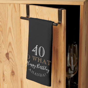 Elegant Black 40 Wat grappig citeert 40th Birthday Theedoek