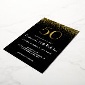 Elégant Black 50e anniversaire Foil Invitation (Rotation)