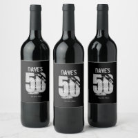 Elegant Black 50th Any Age Birthday Party Bottle