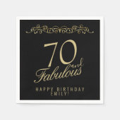 Elegant Black 70 en Fabulous 70th Birthday Servet (Voorkant)