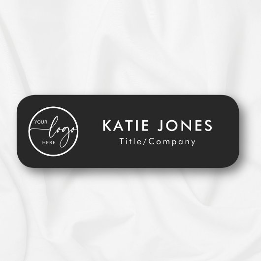 Elegant Black Aangepaste Logo Medewerker ID Naamplaatje