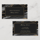 Elegant Black Agate Marble Visitekaartje (Voorkant / Achterkant)