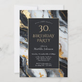 Elégant Black and Gold 30th Birthday Invitation (Devant)