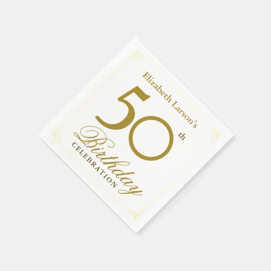 Elegant Black and Gold 50th Birthday Invitation Servet (Hoek)