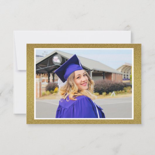Elegant Black and Gold Afstuderen Photo Afstuderen Bedankkaart (Achterkant)