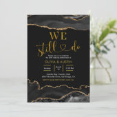 Elegant Black and Gold Agate Wedding Jubileum Kaart (Staand voorkant)