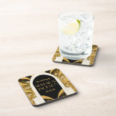 Elegant Black and Gold Art Deco Archway Wedding Bier Onderzetter (Rechterzijde)