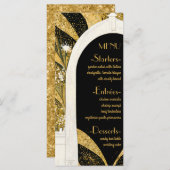 Elegant Black and Gold Art Deco Archway Wedding Menu (Voorkant / Achterkant)