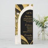 Elegant Black and Gold Art Deco Archway Wedding Menu (Staand voorkant)
