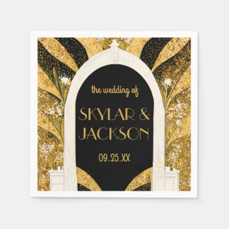 Elegant Black and Gold Art Deco Archway Wedding Servet